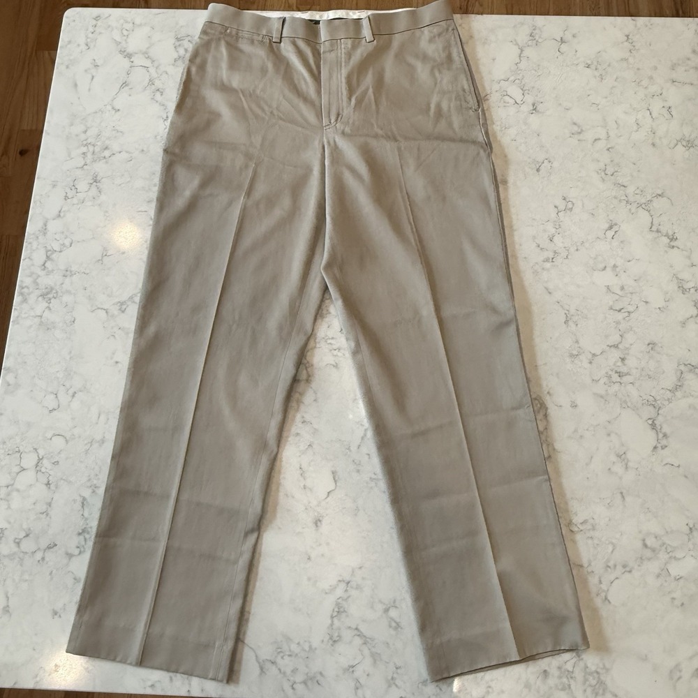 LL BEAN Classic Fit Wrinkle-Free Cotton Chino Pants Flat Front 35